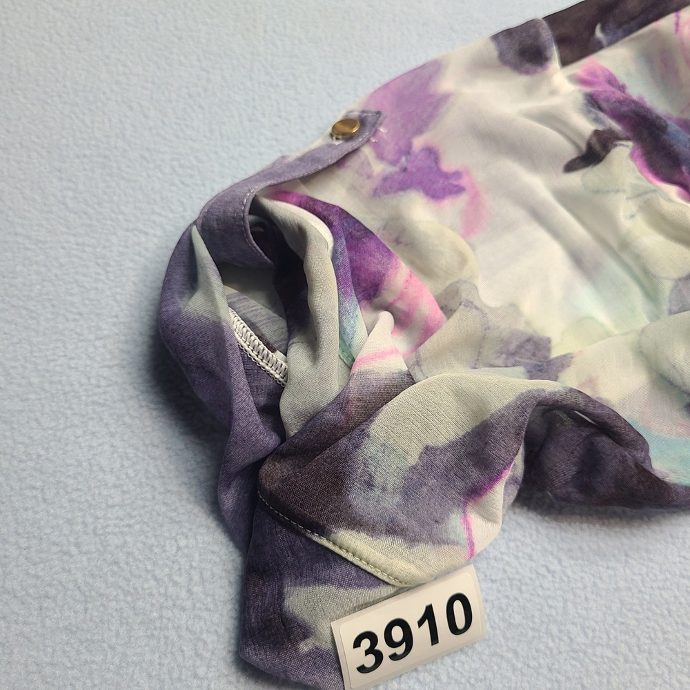 Jennifer Lopez Floral Blouse Womens 1X Purple NEW Chiffon Surplice Wrap Front - Picture 8 of 9
